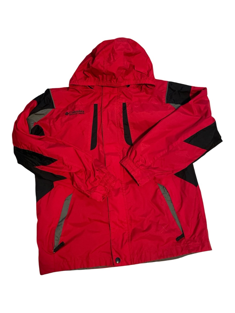 Columbia Red and Black Hooded Shell Jacket